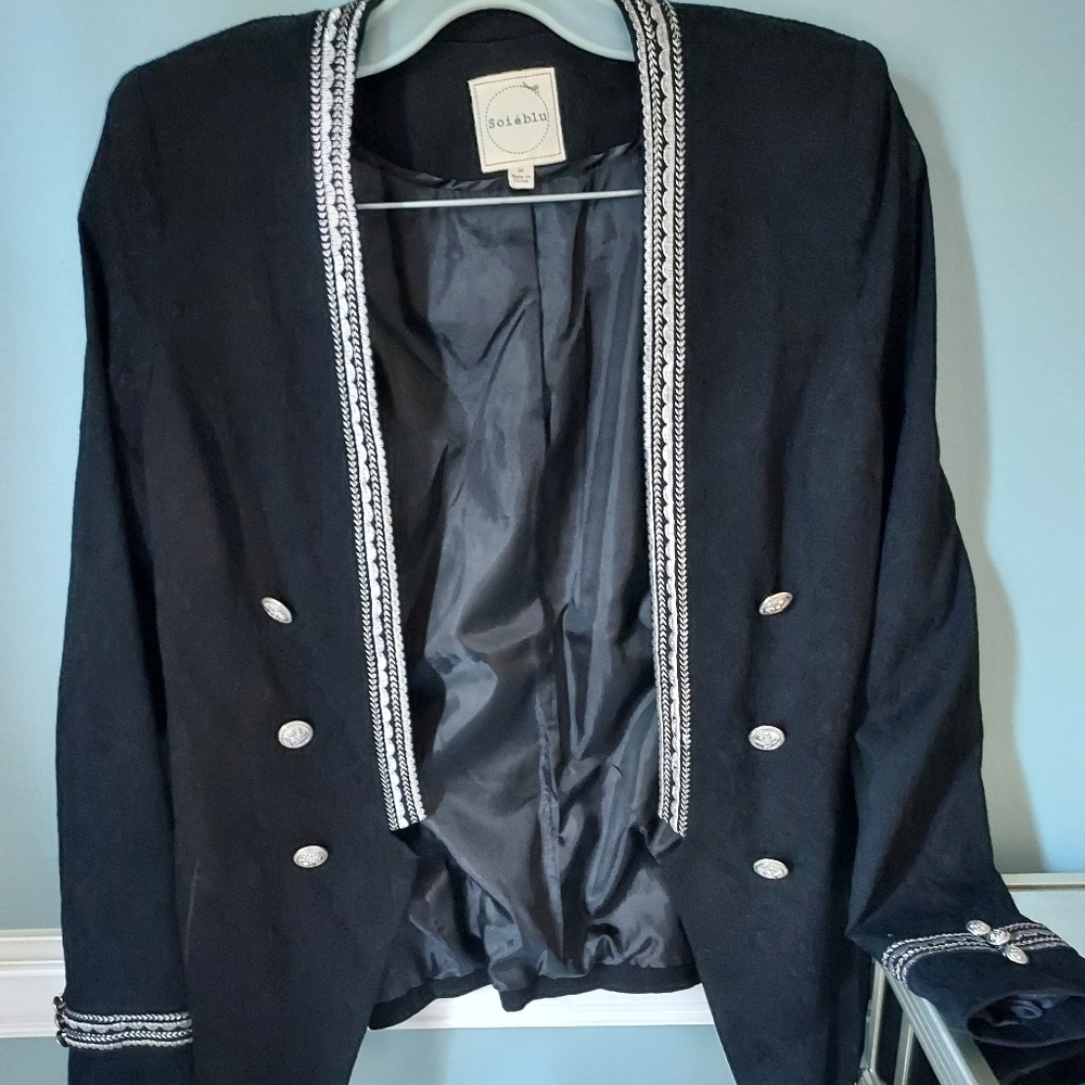 Soieblu Black Blazer with Silver Accents